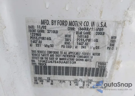 2003 Ford Explorer Sport Trac Xls/Xlt from USA, damaged, VIN 1FMZU67E43UA81139